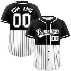 Black White Half Stripe Authentic Baseball Jersey