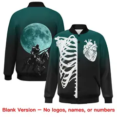 Black White Halloween Skeleton Varsity Jacket Stretch Fabric 8