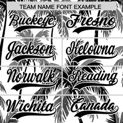 Black White Hawaiian Graffiti Palm Tree Baseball Jersey 3