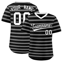 Black White Horizontal Stripe Pullover Baseball Jersey