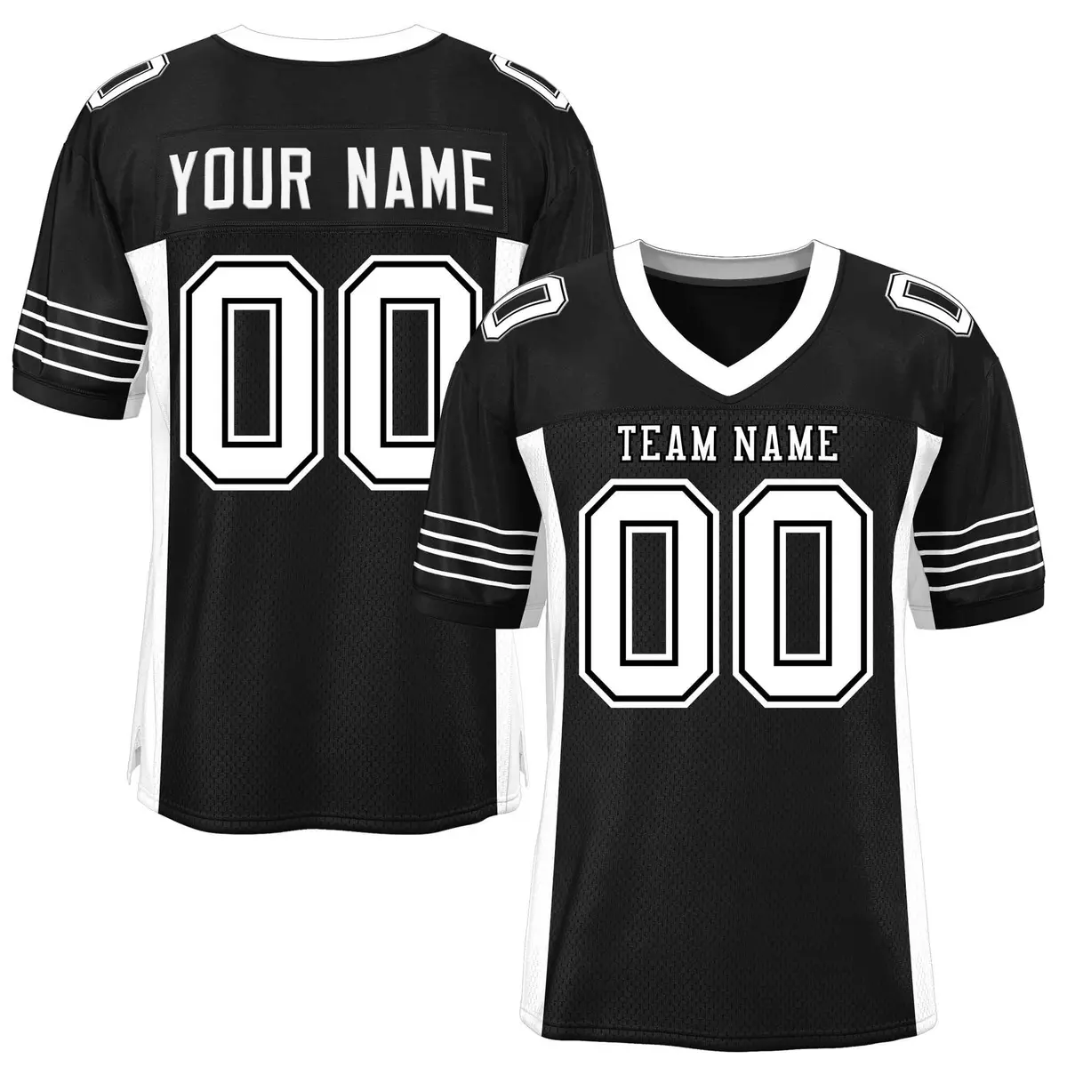 Black White Insert Color Mesh Authentic Football Jersey