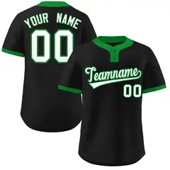 Black White-Kelly Green Classic Two-Button Softball Jersey