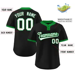 Black White-Kelly Green Classic Two-Button Softball Jersey 2