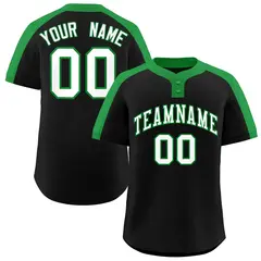 Black White-Kelly Green Classic Two-Button Softball Jersey