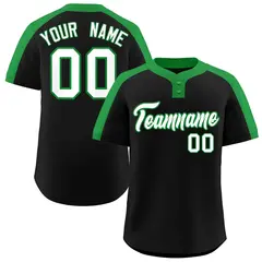 Black White-Kelly Green Classic Two-Button Softball Jersey 1