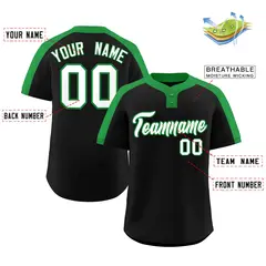 Black White-Kelly Green Classic Two-Button Softball Jersey 2