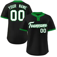 Black White-Kelly Green Classic Two-Button Softball Jersey