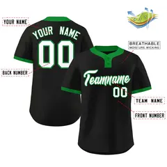 Black White-Kelly Green Classic Two-Button Softball Jersey 2