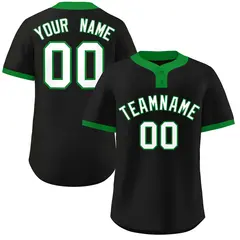 Black White-Kelly Green Classic Two-Button Softball Jersey 1