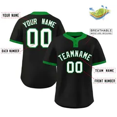 Black White-Kelly Green Classic Two-Button Softball Jersey 2