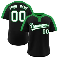 Black White-Kelly Green Classic Two-Button Softball Jersey 1