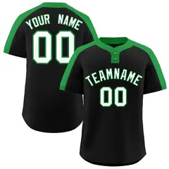 Black White-Kelly Green Classic Two-Button Softball Jersey