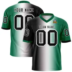 Black White-Kelly Green Gradient Football Jersey