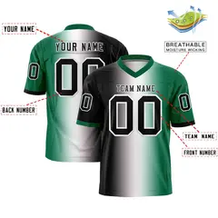 Black White-Kelly Green Gradient Football Jersey 2