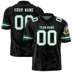 Black White-Kelly Green Graffiti Line Football Jersey 1