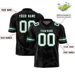 Black White-Kelly Green Graffiti Line Football Jersey 2