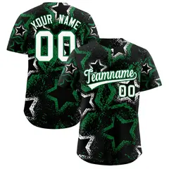 Black White Kelly Green Graffiti Star Ink Baseball Jersey