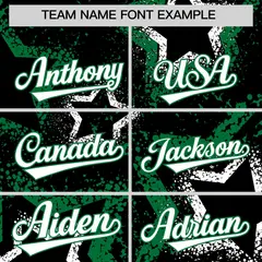 Black White Kelly Green Graffiti Star Ink Baseball Jersey 3