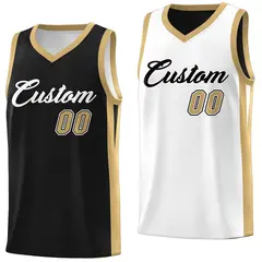Black White-Khaki Double Side Athletic Basketball Jersey