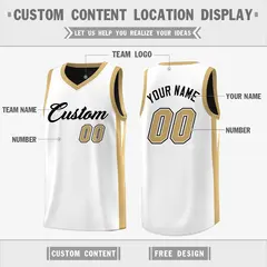 Black White-Khaki Double Side Athletic Basketball Jersey 5