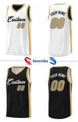 Black White-Khaki Double Side Athletic Basketball Jersey 6