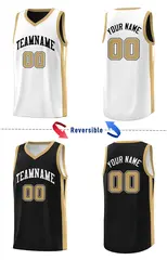 Black White Khaki Double Side Tops Basketball Jersey 7