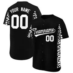 Black White Leopard Graffiti Side Design Baseball Jersey 1