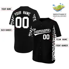 Black White Leopard Graffiti Side Design Baseball Jersey 2