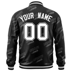 Black White Letter Varsity Full-Zip Bomber Jacket 4