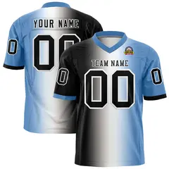 Black White-Light Blue Gradient Football Jersey