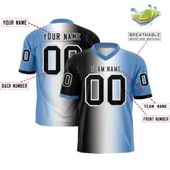 Black White-Light Blue Gradient Football Jersey 2