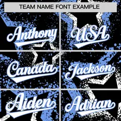 Black White Light Blue Graffiti Star Ink Baseball Jersey 3