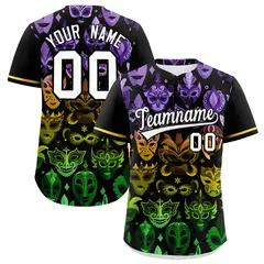 Black White Mardi Gras Authentic Baseball Jersey 1