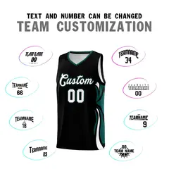 Black White Midnight Green Graffiti Side Curve Basketball Jersey Sets 4