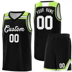 Black White-Neon Green Classic Sports Basketball Jersey