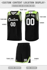 Black White-Neon Green Classic Sports Basketball Jersey 2