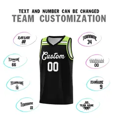 Black White-Neon Green Classic Sports Basketball Jersey 3