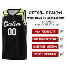 Black White-Neon Green Classic Sports Basketball Jersey 4
