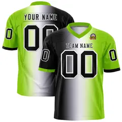Black White-Neon Green Gradient Football Jersey 1