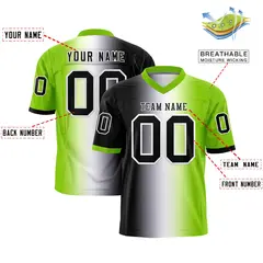 Black White-Neon Green Gradient Football Jersey 2
