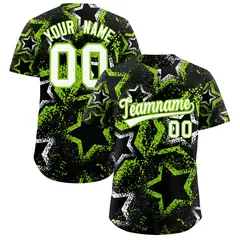 Black White Neon Green Graffiti Star Ink Baseball Jersey