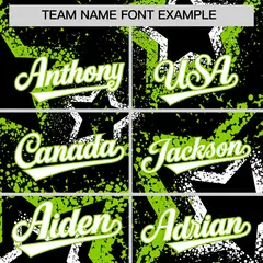 Black White Neon Green Graffiti Star Ink Baseball Jersey 3