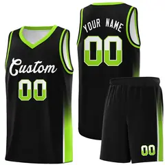 Black White Neon Green Two Tone Font Basketball Jersey