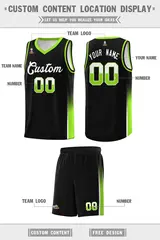 Black White Neon Green Two Tone Font Basketball Jersey 2