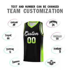 Black White Neon Green Two Tone Font Basketball Jersey 3