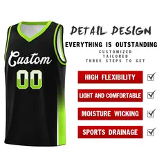 Black White Neon Green Two Tone Font Basketball Jersey 4