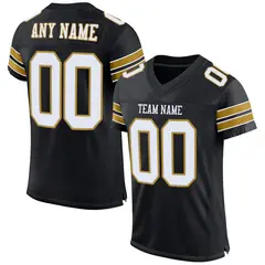 Black White-Old Gold Classic Mesh Authentic Football Jersey 1
