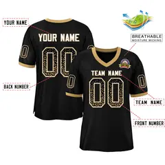 Black White-Old Gold Drift Fashion Mesh Football Jersey 2