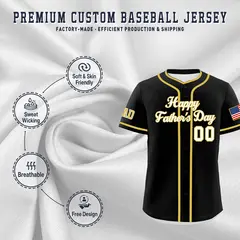 Black White Old Gold Father's Day Classic Baseball Jersey 3