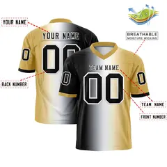 Black White-Old Gold Gradient Football Jersey 2